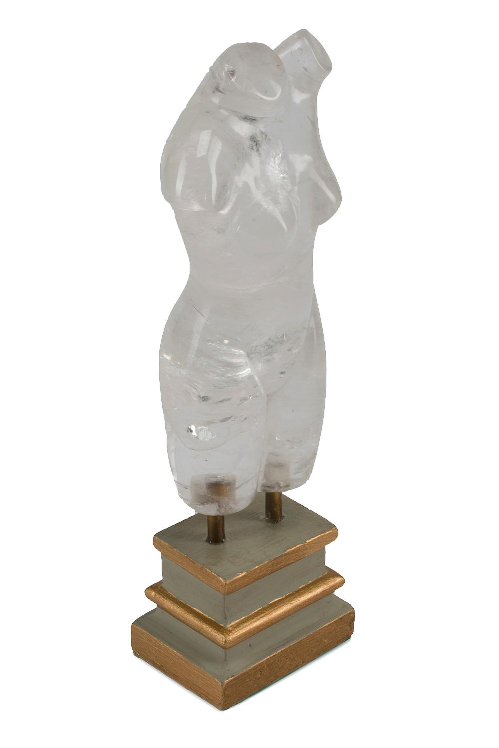 Appraisal: Rock Crystal Female Torso Figure painted wood base h in