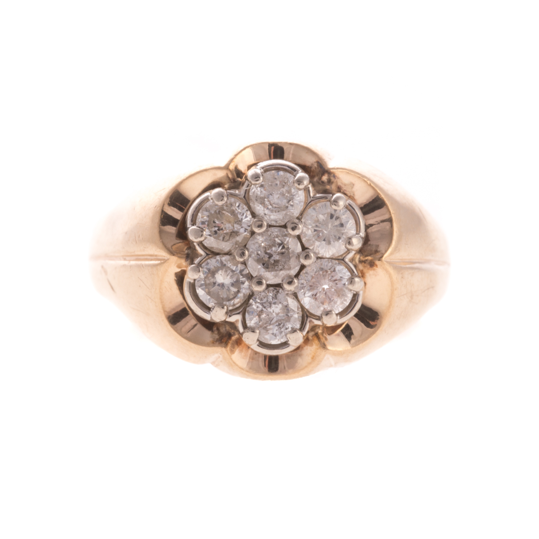 Appraisal: A Gent's K Diamond Cluster Ring K yellow gold gent's