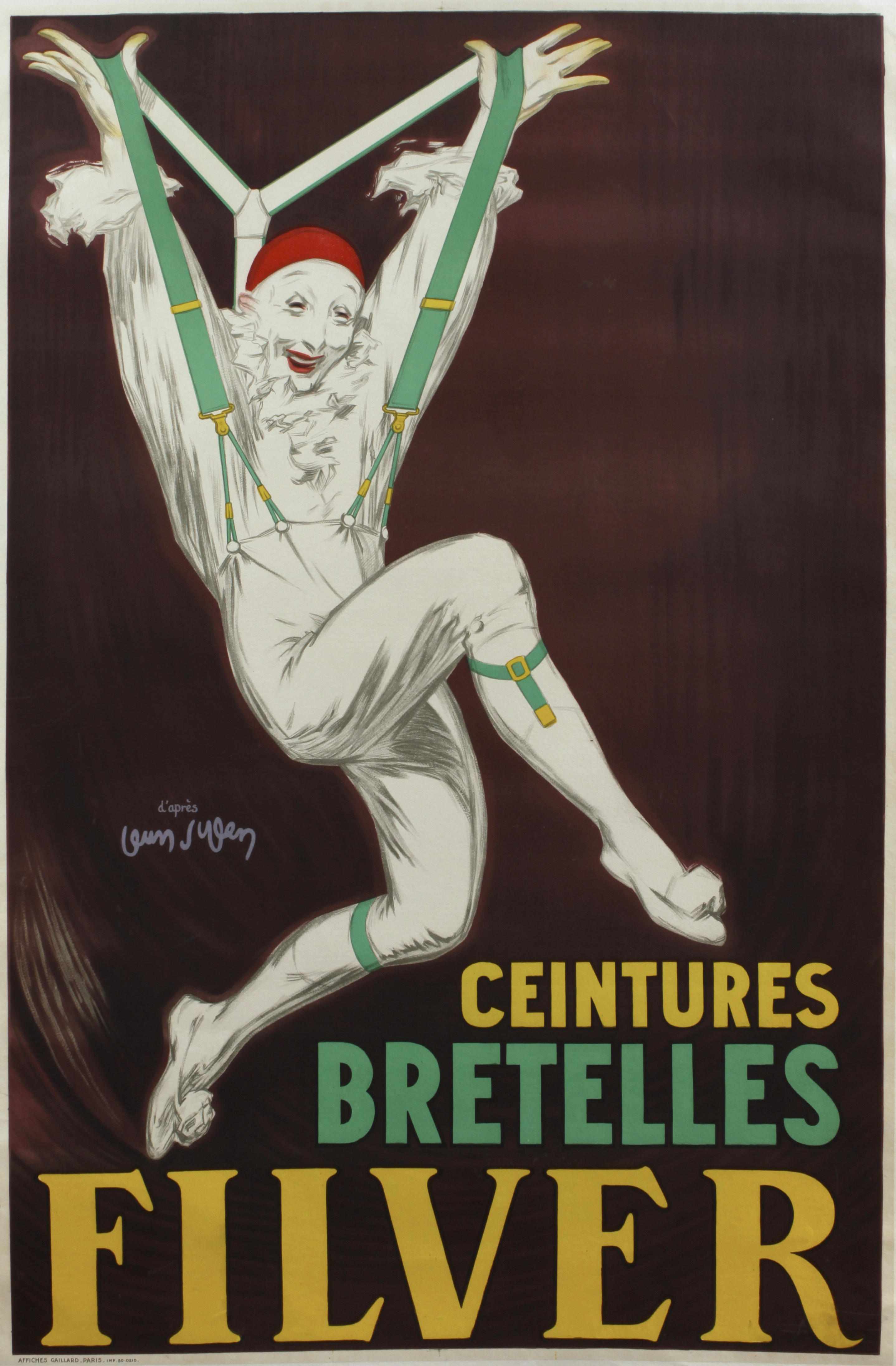 Appraisal: Jean Dylen American - Ceintures Bretelles Filver c Lithographic poster