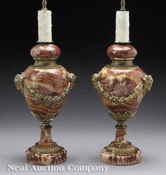 Appraisal: A Decorative Pair of Louis XVI-Style Gilt Bronze and Marble