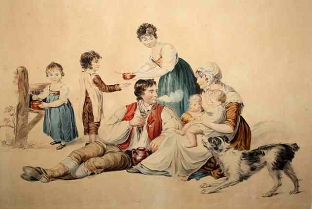 Appraisal: th Century English SchoolA young family with dog watercolour x