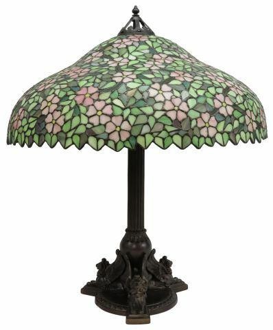 Appraisal: American stained and leaded glass table lamp Handel Lamp Company