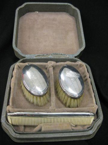 Appraisal: Sterling Silver Baby Brush Comb Set in original box circa