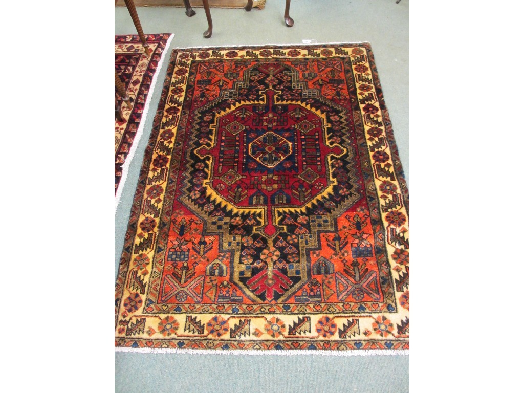 Appraisal: Hamadan multi coloured floor rug