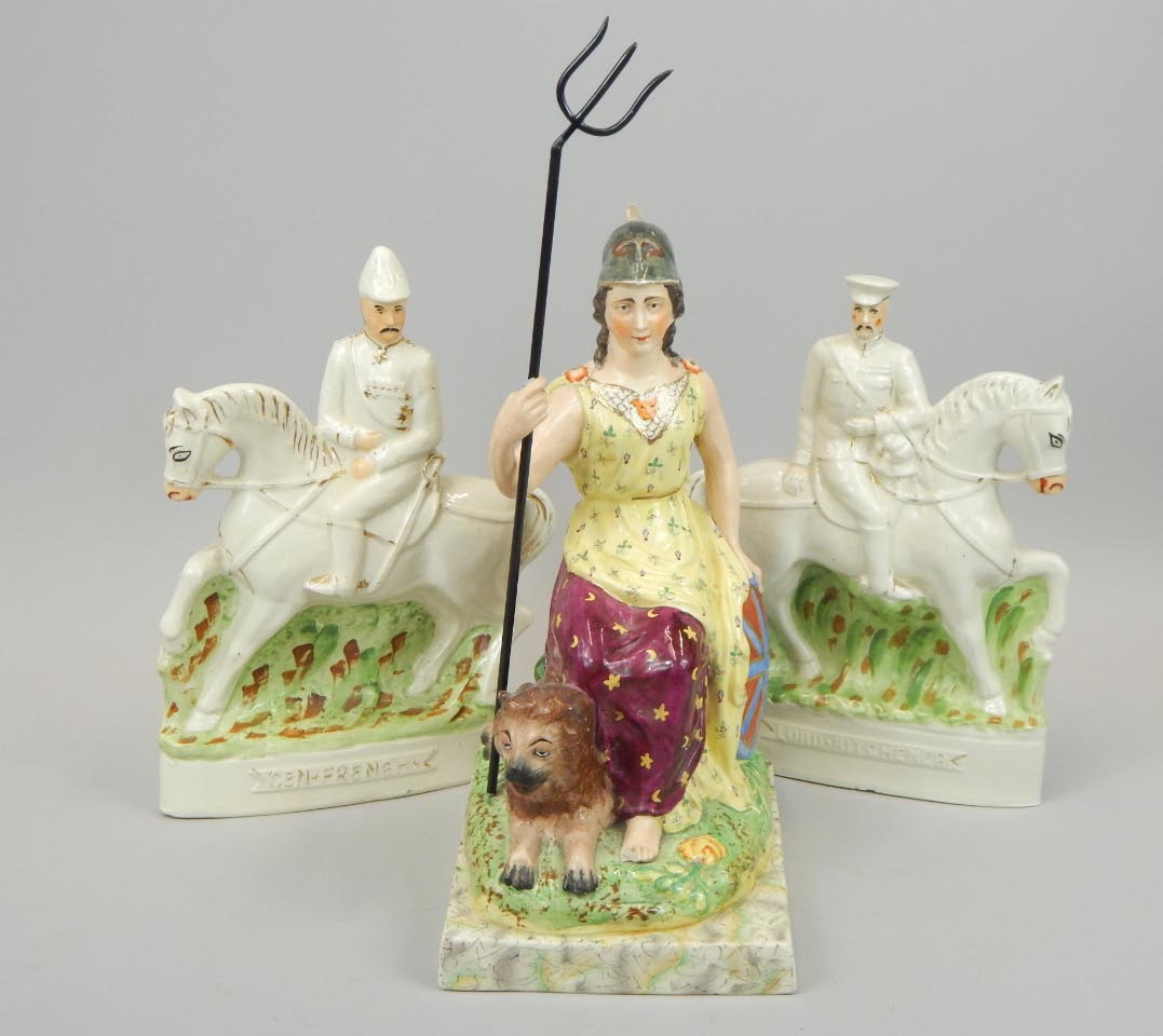 Appraisal: Three items of Staffordshire pottery a figure of Britannia beside