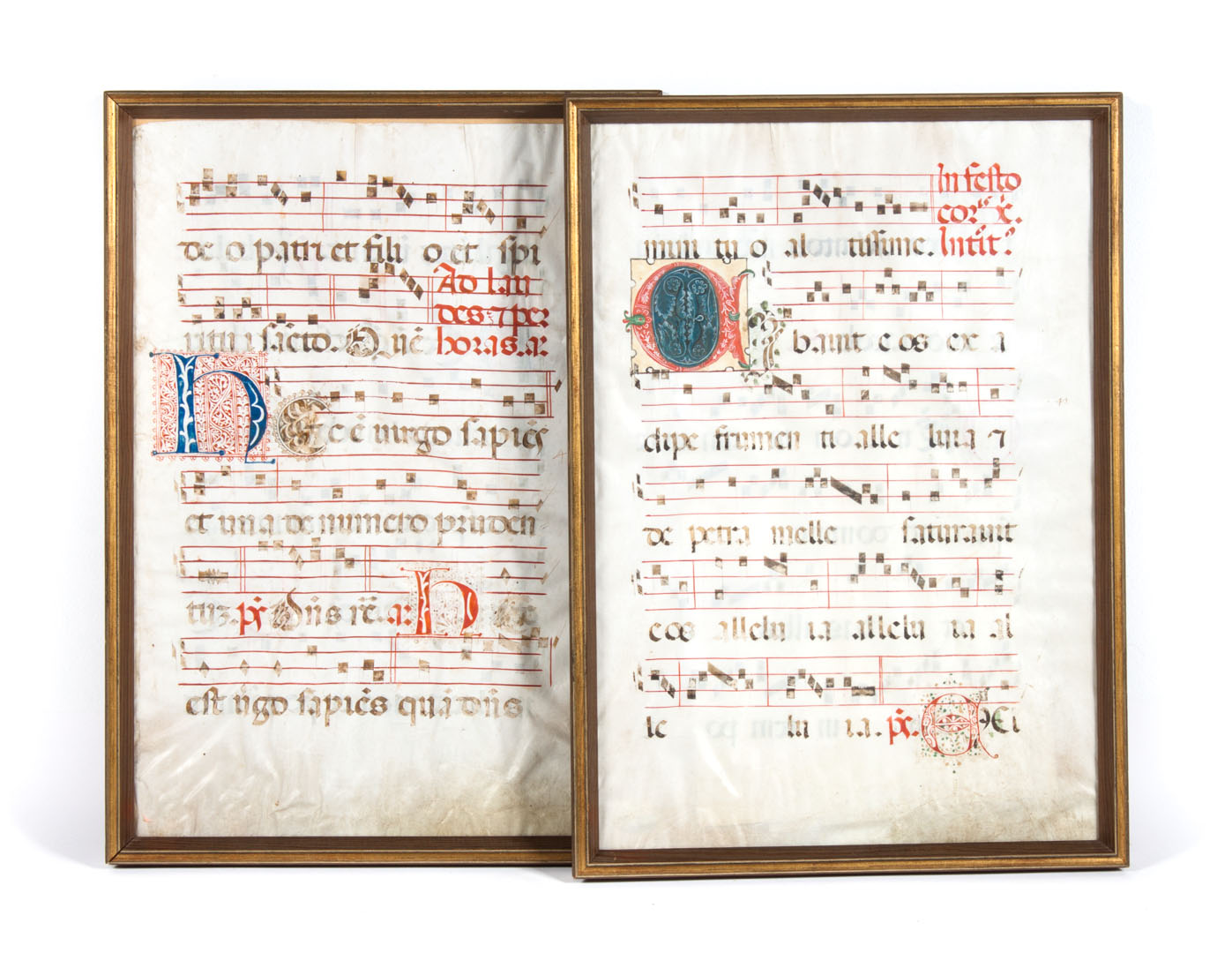 Appraisal: Medieval Manuscript Italian antiphonal leaves Two leaves from an Italian