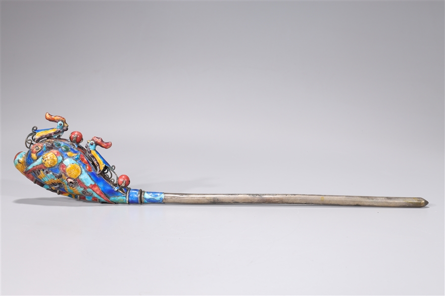 Appraisal: Old Korean traditional binyeo enameled metal hairpin the long stick