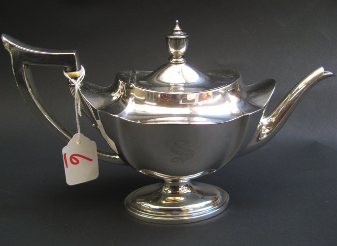 Appraisal: GORHAM STERLING SILVER TEAPOT Aladdin lamp-shape in the Plymouth pattern