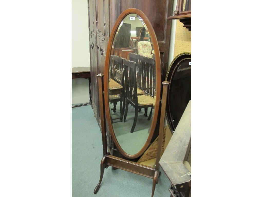 Appraisal: Mahogany oval cheval mirror