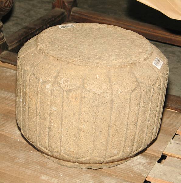 Appraisal: A cylindrical carved granite pillar base Qing Dynasty Its upper