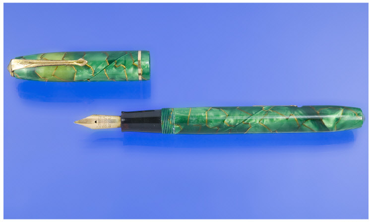 Appraisal: Conway Stewart Emerald Pearl and gold vein Fountain Pen With