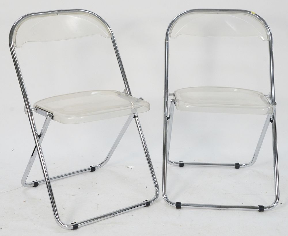 Appraisal: Set of Seven Chrome and Resin Folding Chairs seat height