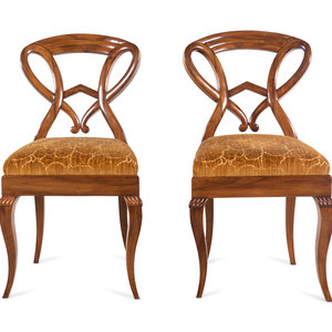 Appraisal: A Pair of German Walnut Side Chairs Circa - Height