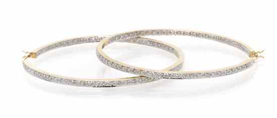 Appraisal: A Pair of Karat Yellow Gold and Diamond Inside Out