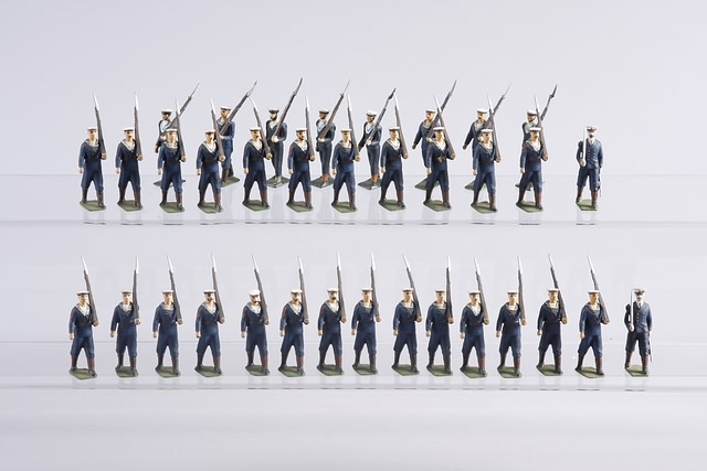 Appraisal: Lot of metal Royal Navy figures marching Repainted Britains matte