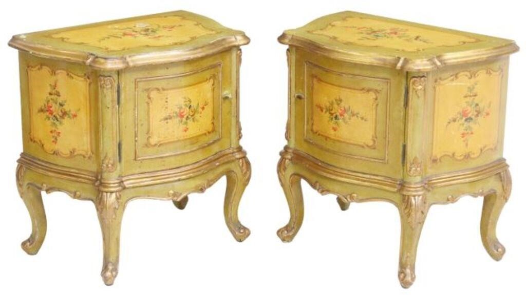 Appraisal: pair Venetian Louis XV style nightstands th c case in