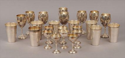 Appraisal: Twenty-Four Arts and Crafts-Style Silver and Silverplate Goblets and Beakers