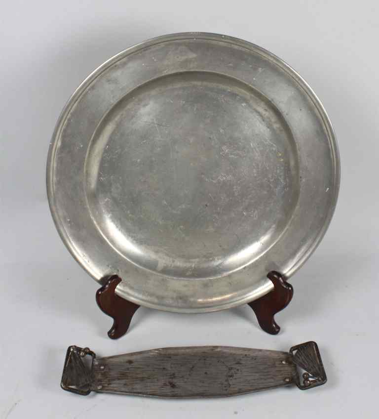 Appraisal: ENGLISH PEWTER CHARGER TOGETHER WITH GERMAN ART NOUVEAU TRAY Circa