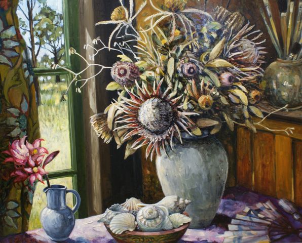 Appraisal: Frances Fussell Studio Still Life oil on board signed and