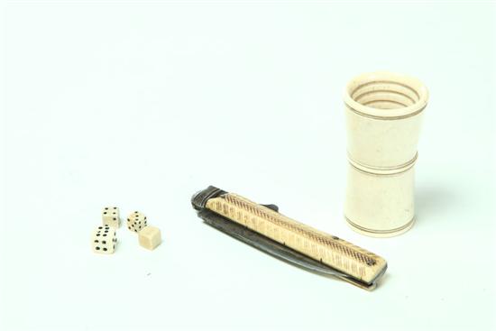 Appraisal: CUP DICE AND KNIFE American and English th century Turned