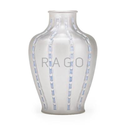 Appraisal: LALIQUE Bandes des Roses vase blue patina Condition Report