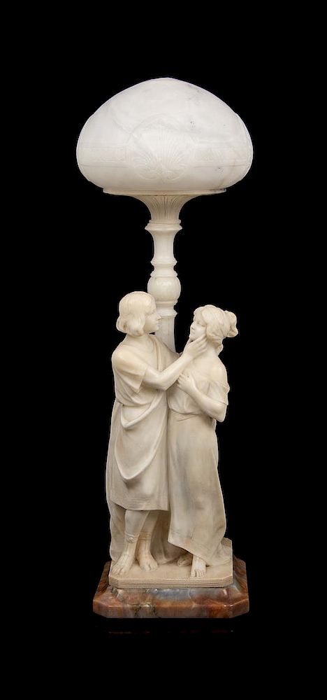 Appraisal: An Italian Alabaster Figural Lamp Height inches An Italian Alabaster