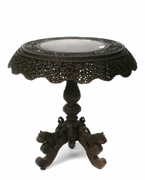 Appraisal: A Burmese carved hardwood settee table height in width in