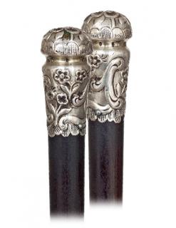 Appraisal: Early Silver Noble Man s Cane -Ca -Longer silver knob