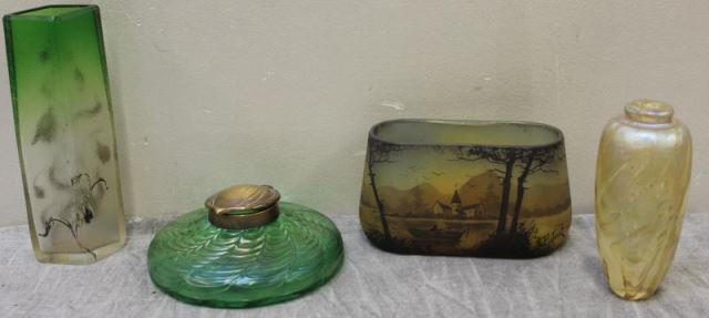 Appraisal: Lot of Vintage Glass Items Includes an unsigned vase h