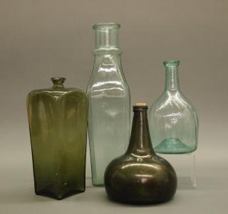 Appraisal: Free Four th and th century glass bottles Olive Green