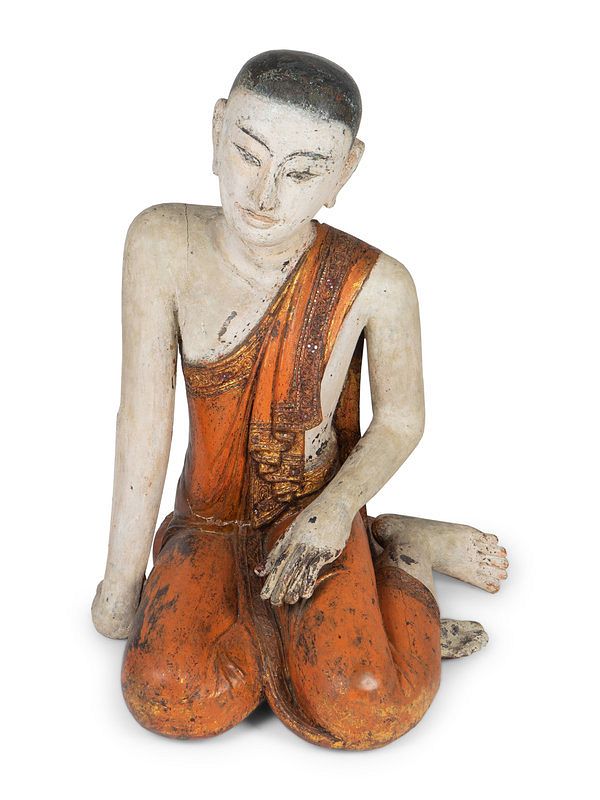 Appraisal: A Thai Polychromed Figure of a Seated Figure Height x