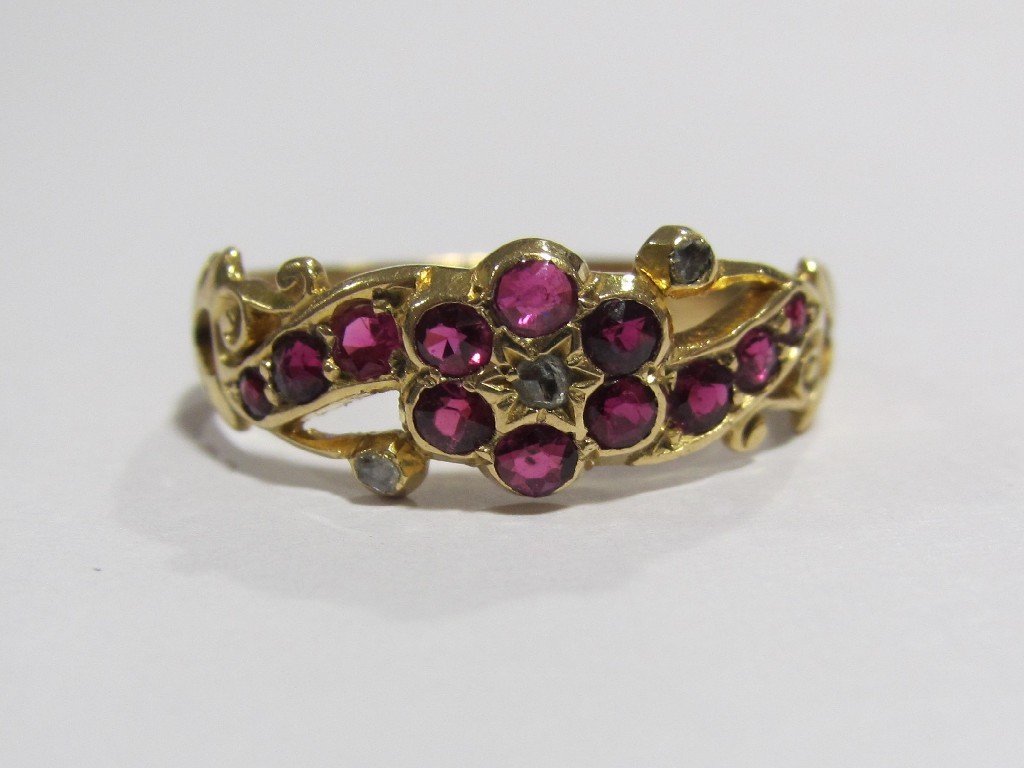 Appraisal: A Victorian ct gold ruby and diamond set cross over