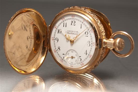 Appraisal: American Waltham K yellow gold hunting-case pendant watch movement marked