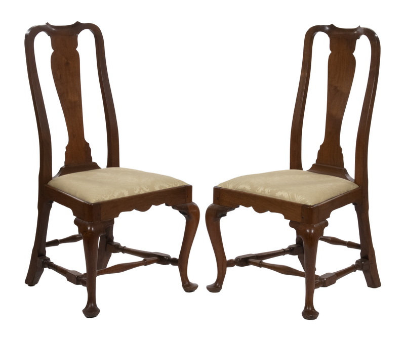 Appraisal: PR QUEEN ANNE SIDE CHAIRS Important Matched Pair of Mid-