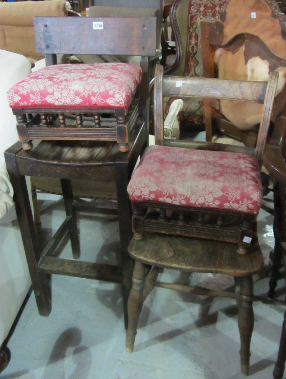 Appraisal: A th elm scullery chair together with a high back