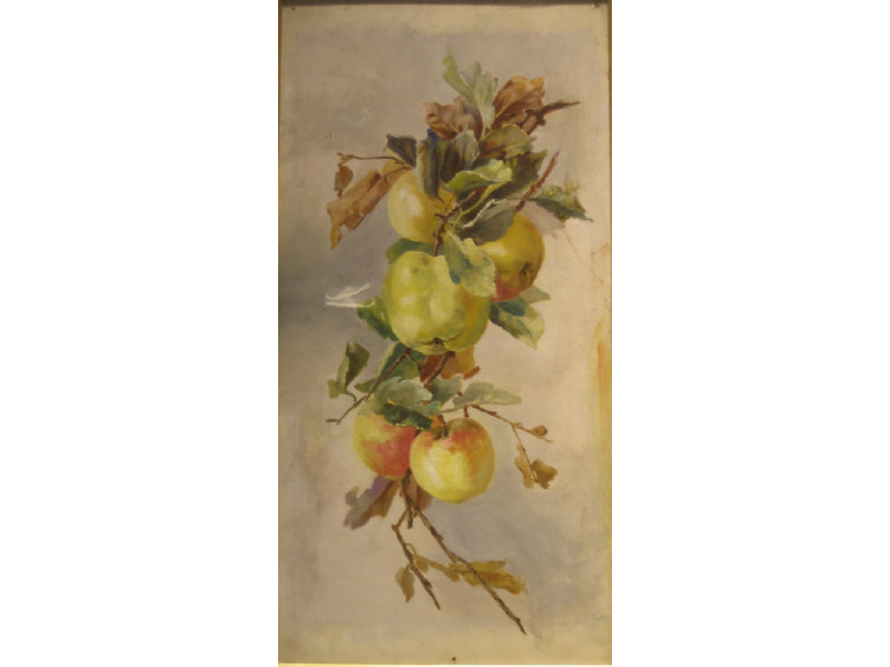 Appraisal: SCOTTISH SCHOOL Still life with apples oil on canvas unsigned