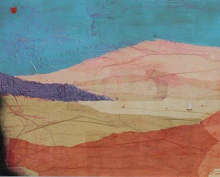 Appraisal: HOLLINGSWORTH Alvin Carl American - ''Purple Landscape'' Mixed Media collage