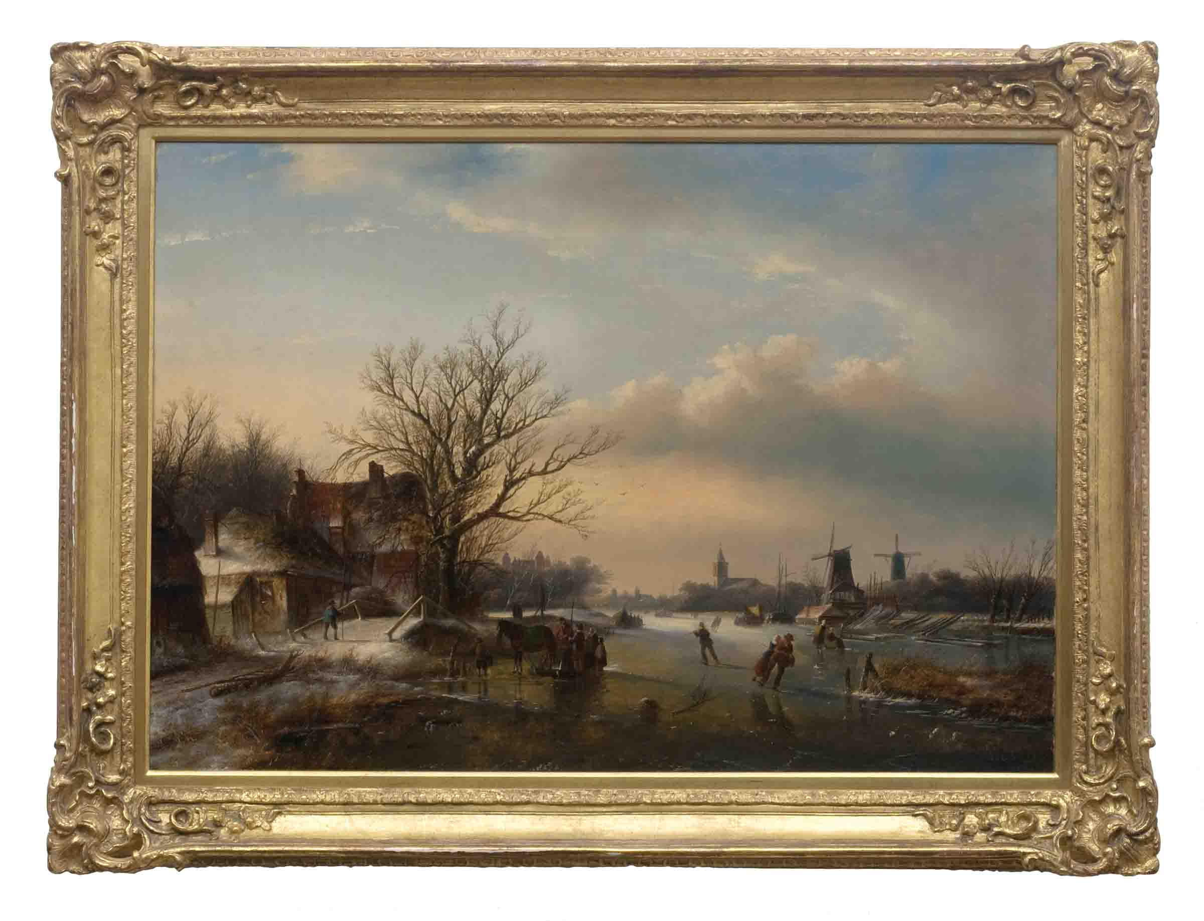 Appraisal: JAN JACOB COENRAAD SPOHLER DUTCH - WINTER SCENE WITH WINDMILLS