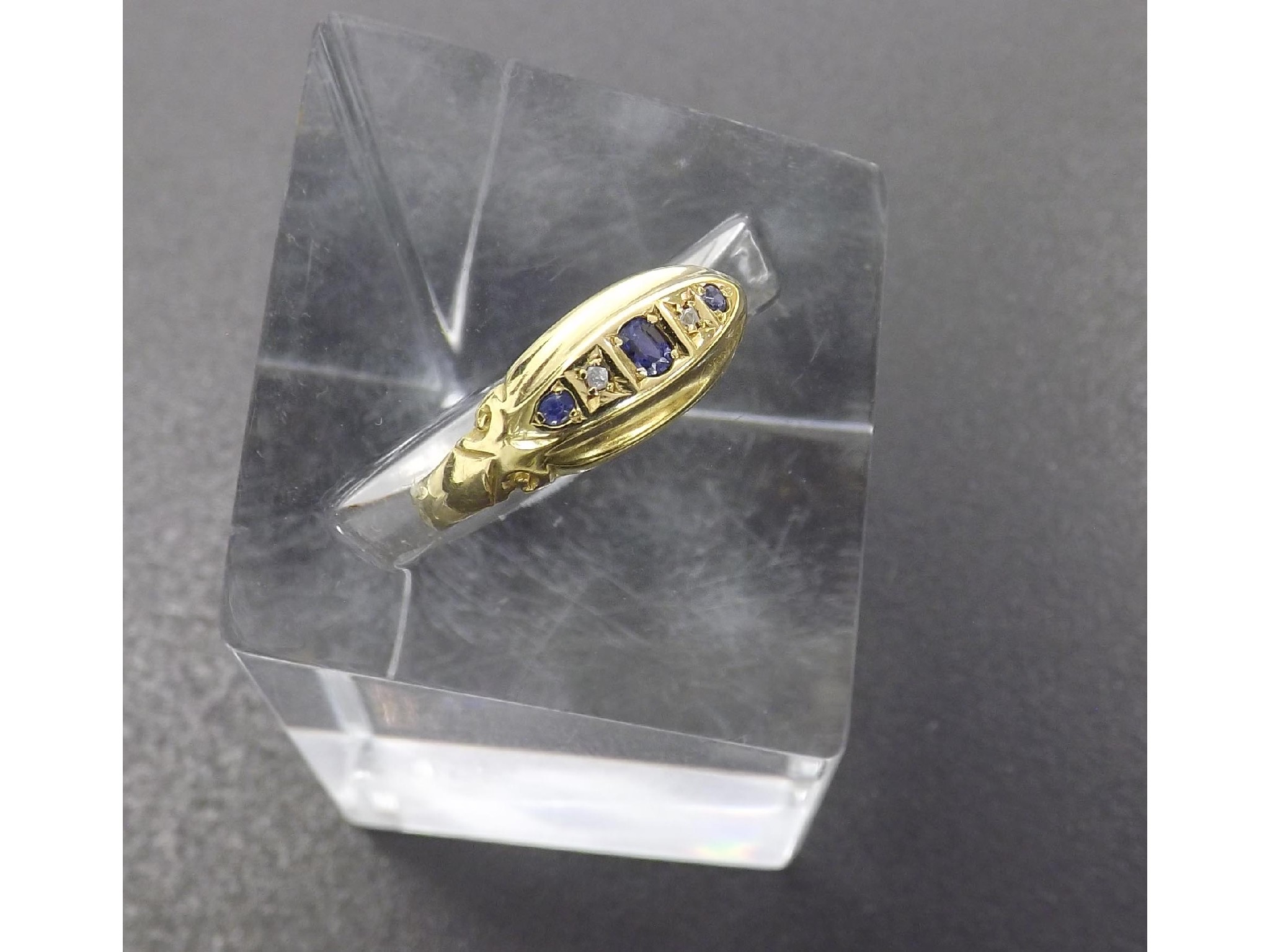 Appraisal: TW UKV ct sapphire and diamond five stone ring Birmingham