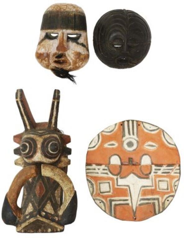 Appraisal: lot of African carved and painted wood masks including warthog