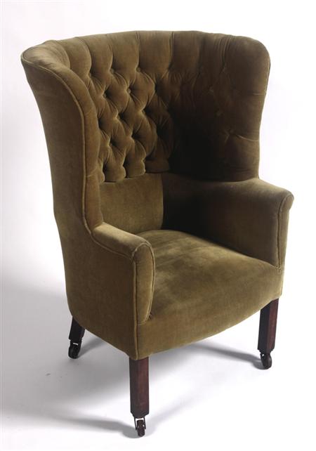 Appraisal: A th century button back butlers chair the concave high