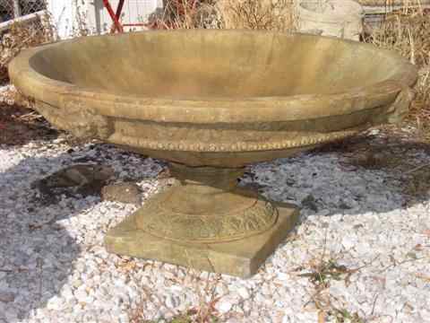 Appraisal: TWO CAST STONE PEDESTAL FOUNTAINS Each dished hemispherical bowl with