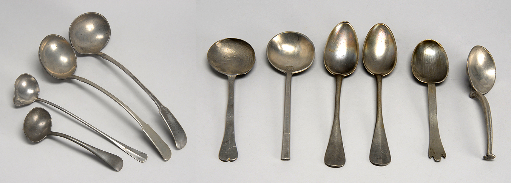 Appraisal: TEN PEWTER ITEMS Four mid- th Century English ladles and