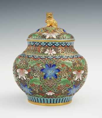 Appraisal: A Chinese Cloisonne Enameled Covered Jar Republic Period Gilt copper