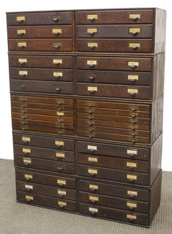 Appraisal: American modular oak card file catalog or tool cabinet early