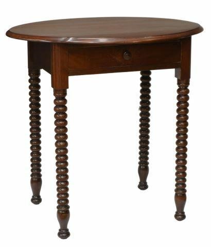 Appraisal: American Sheraton style mahogany side table th c oval tabletop