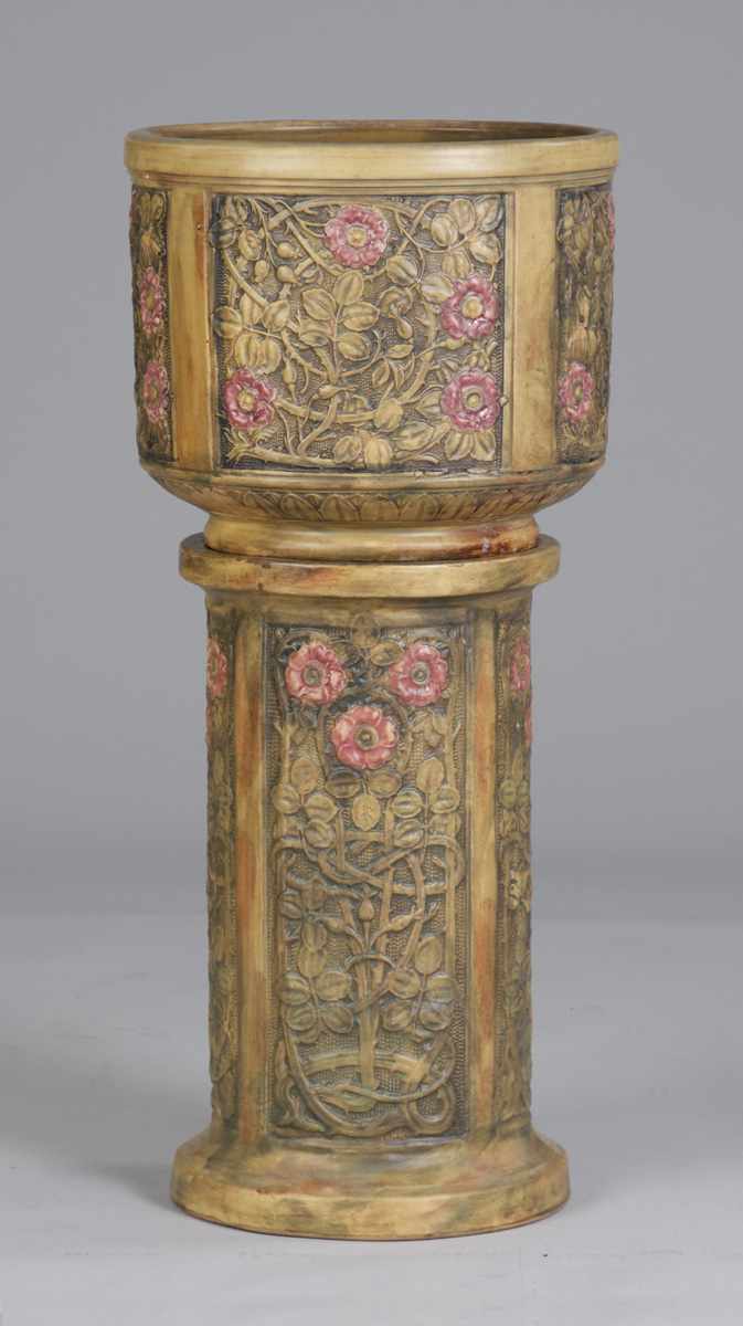 Appraisal: Sgn Weller 'Wild Rose' Jardini re Pedestal Excellent condition Ht