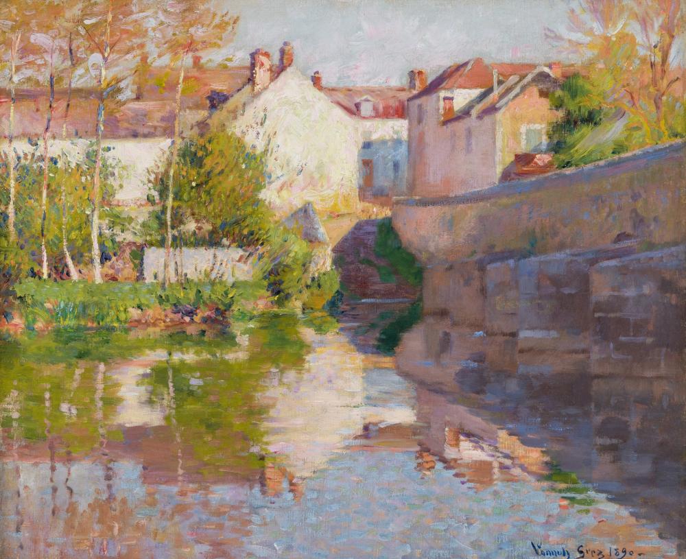 Appraisal: ROBERT VONNOH American - Beside the River Grez oil on