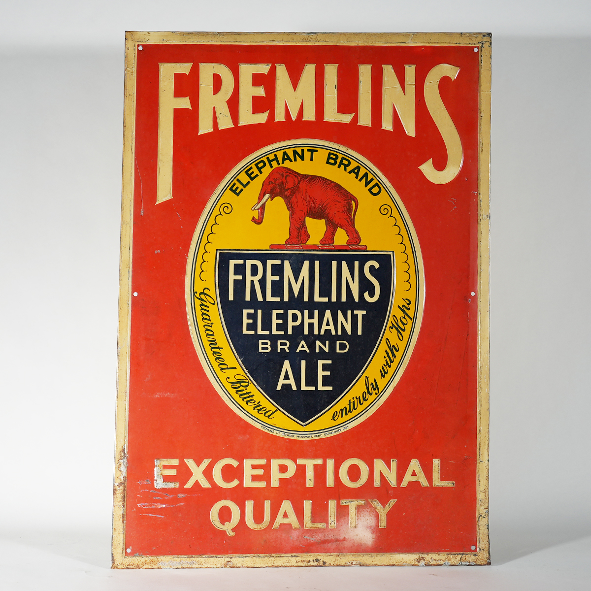 Appraisal: Fremlins Elephant Brand Ale Embossed Tin SignReference n aBrewery Fremlins