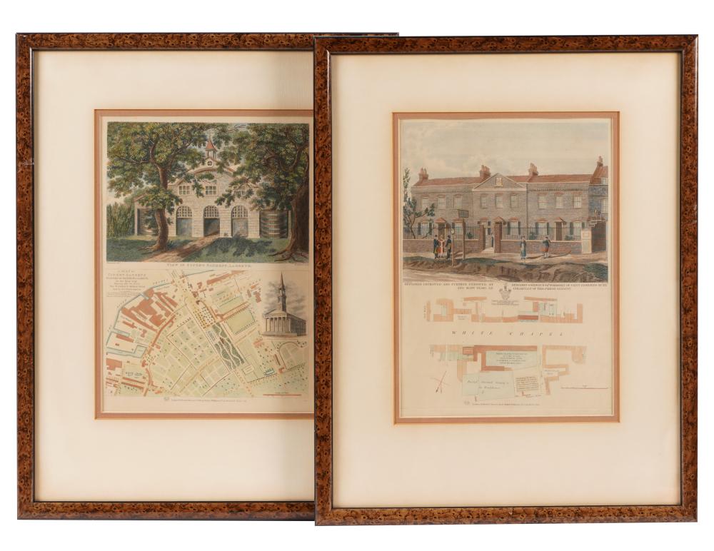 Appraisal: PAIR OF ENGLISH ARCHITECTURAL ENGRAVINGSView in Cooper's Gardens Lambeth and